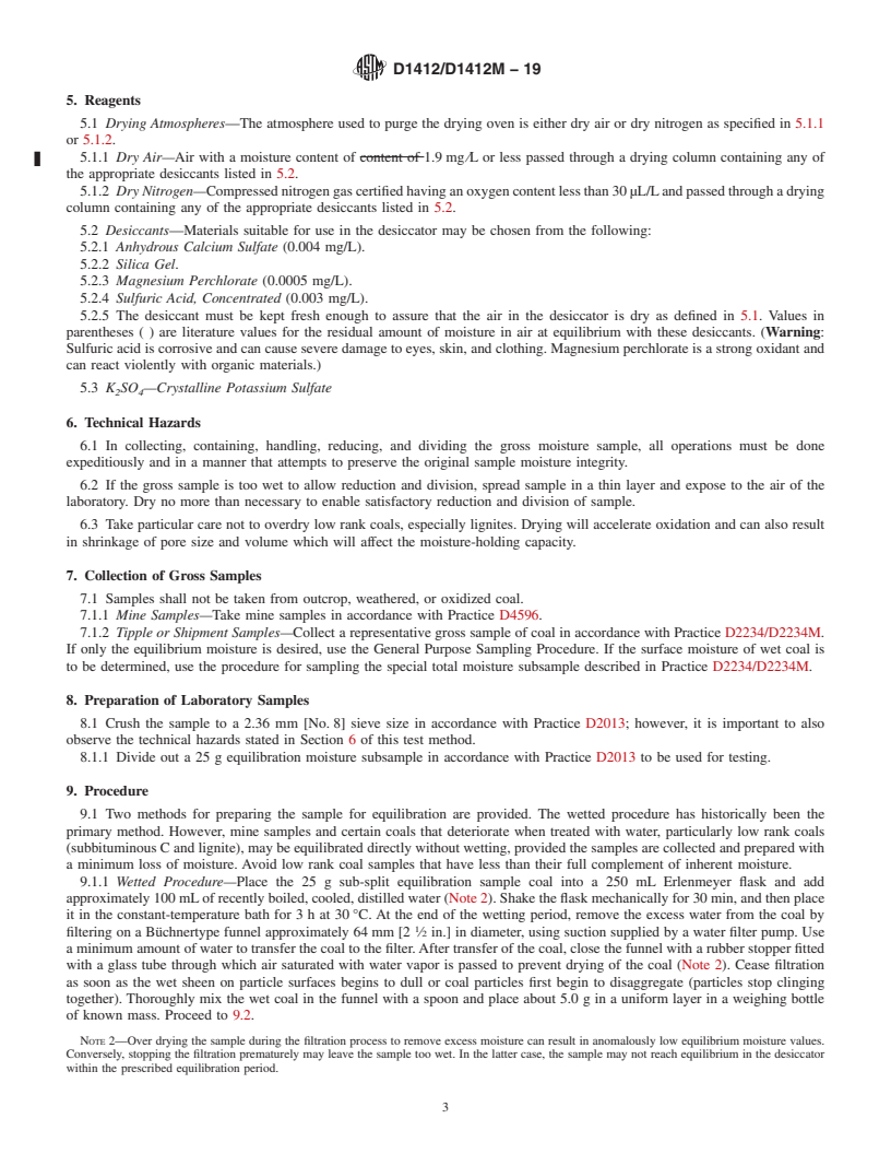 REDLINE ASTM D1412/D1412M-19 - Standard Test Method for  Equilibrium Moisture of Coal at 96 to 97 Percent Relative Humidity  and 30&#x2009;&#xb0;C