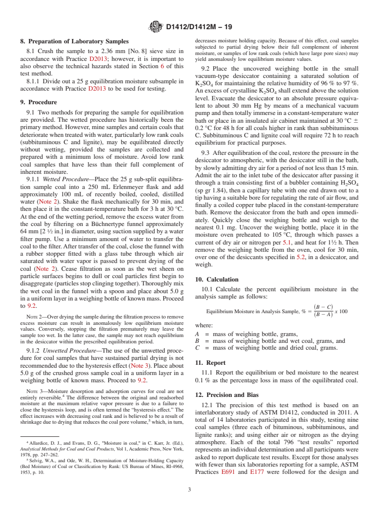 ASTM D1412/D1412M-19 - Standard Test Method for  Equilibrium Moisture of Coal at 96 to 97 Percent Relative Humidity  and 30&#x2009;&#xb0;C