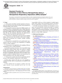ASTM D8208-19 ASTM D8208-19 - Standard Practice for Collection of Non-Fibrous Nanoparticles Using a Nanoparticle Respiratory Deposition (NRD) Sampler - Page 1 preview