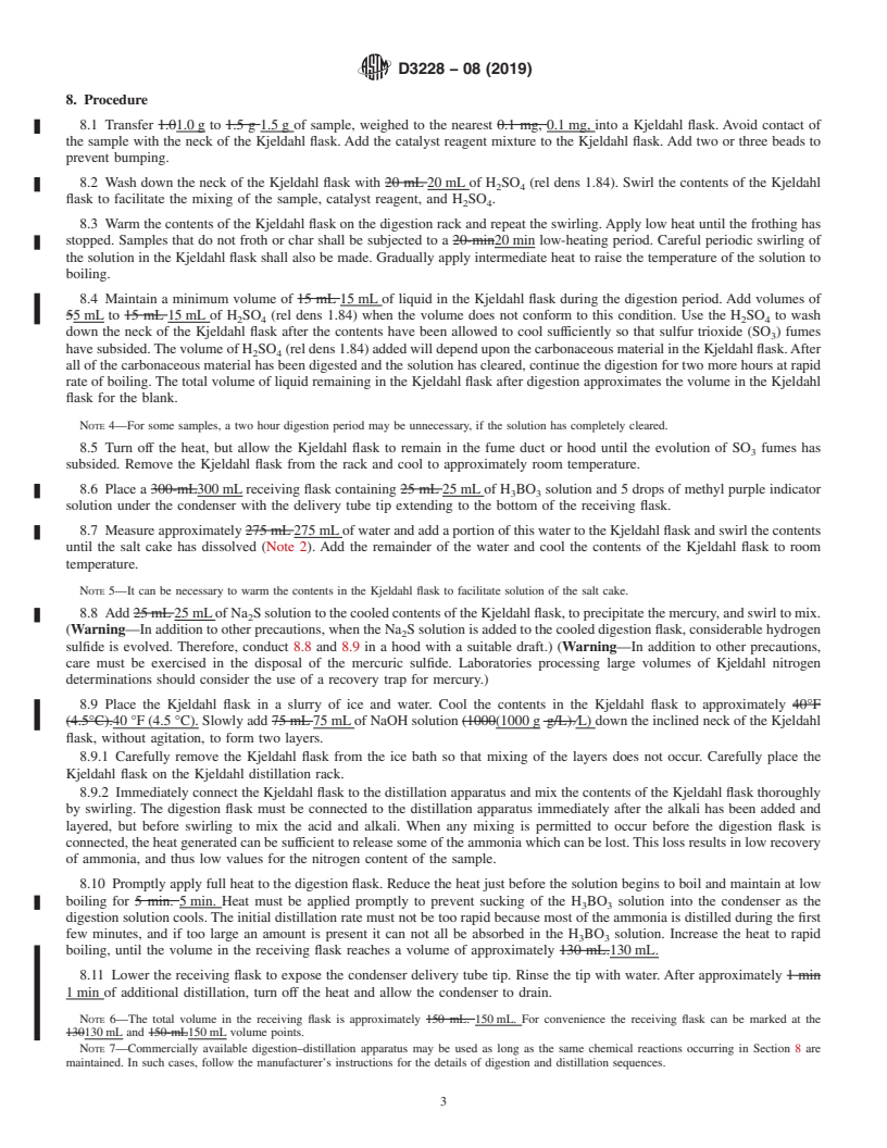 REDLINE ASTM D3228-08(2019) - Standard Test Method for  Total Nitrogen in Lubricating Oils and Fuel Oils by Modified  Kjeldahl Method