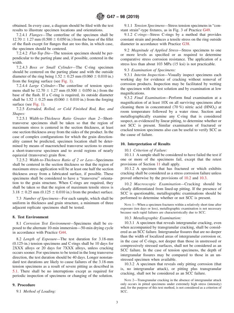 ASTM G47-98(2019) - Standard Test Method for  Determining Susceptibility to Stress-Corrosion Cracking of  2XXX and 7XXX Aluminum Alloy Products