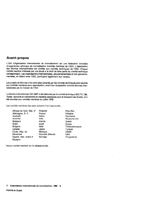 ISO 4451:1980 ISO 4451:1980 - Tubes et raccords en polyéthylene (PE) -- Détermination de la masse volumique de référence des polyéthylenes non colorés et noirs - Page 2 preview