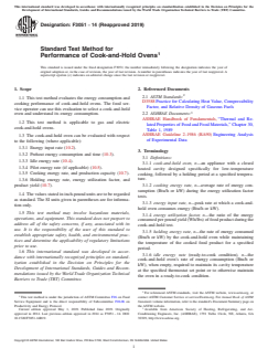 ASTM F3051-14(2019) ASTM F3051-14(2019) - Standard Test Method for Performance of Cook-and-Hold Ovens - Page 1 preview
