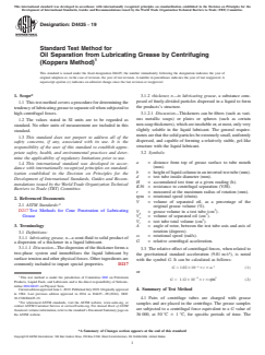 ASTM D4425-19 ASTM D4425-19 - Standard Test Method for Oil Separation from Lubricating Grease by Centrifuging (Koppers Method) - Page 1 preview