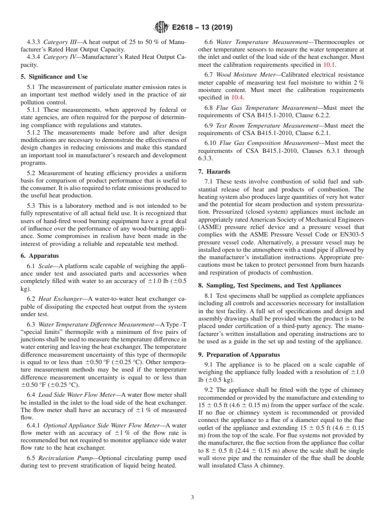 ASTM E2618-13(2019) - Standard Test Method for Measurement of Particulate Emissions and Heating Efficiency  of Solid Fuel-Fired Hydronic Heating Appliances