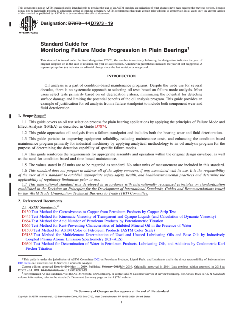 REDLINE ASTM D7973-19 - Standard Guide for Monitoring Failure Mode Progression in Plain Bearings