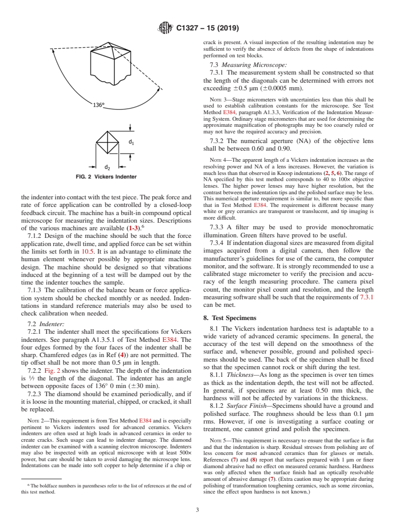 ASTM C1327-15(2019) - Standard Test Method for Vickers Indentation Hardness of Advanced Ceramics