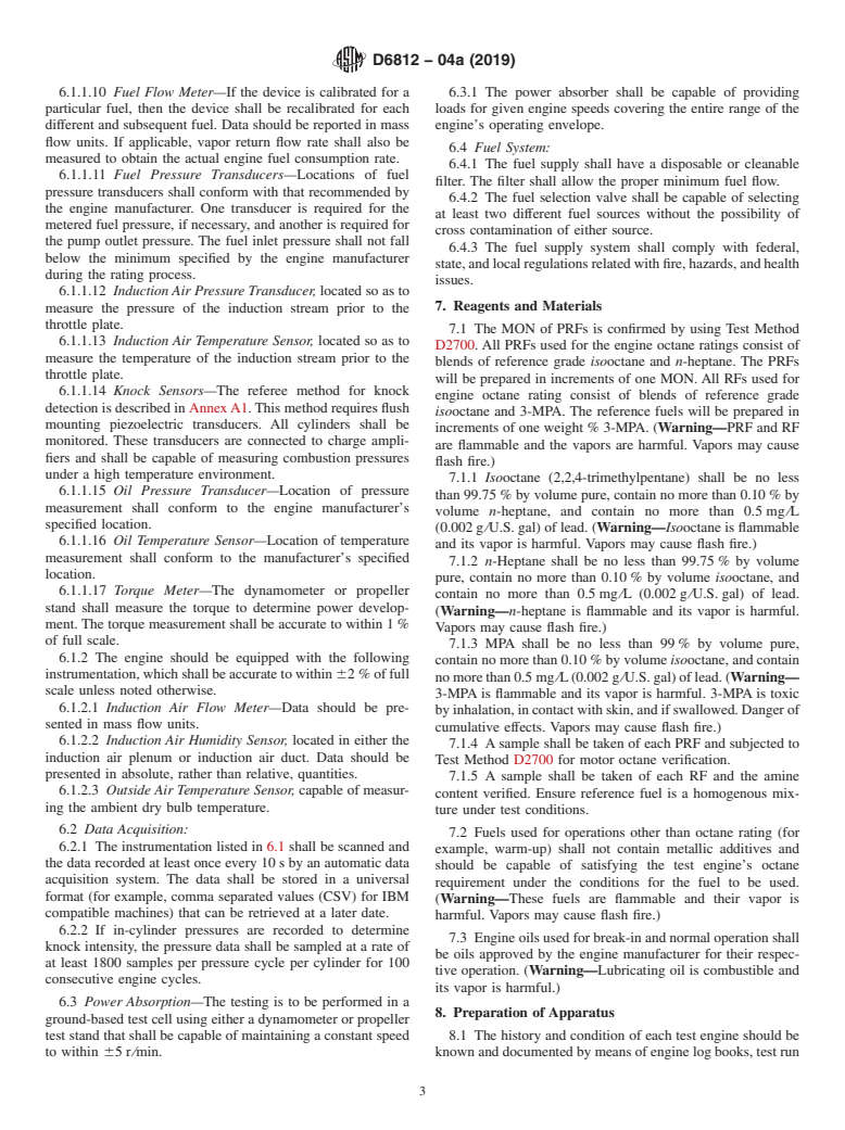 ASTM D6812-04a(2019) - Standard Practice for  Ground-Based Octane Rating Procedures for Turbocharged/Supercharged  Spark Ignition Aircraft Engines