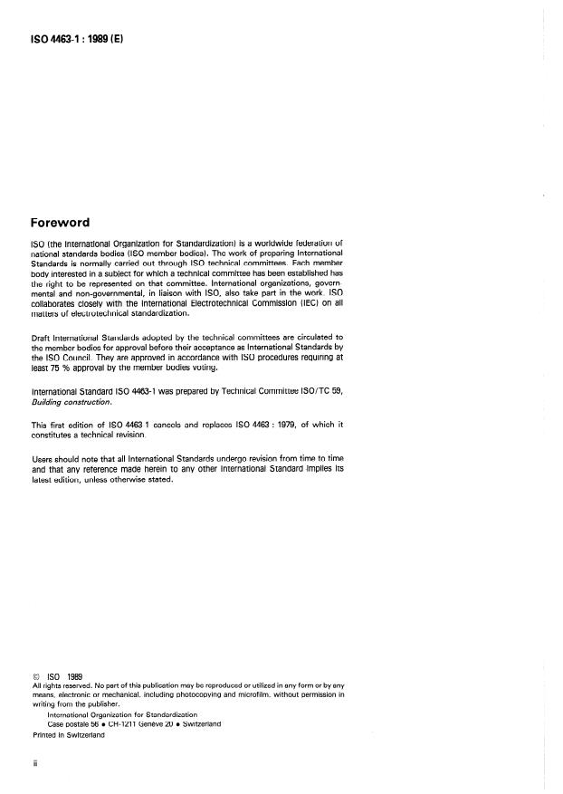 ISO 4463-1:1989 ISO 4463-1:1989 - Measurement methods for building -- Setting-out and measurement - Page 2 preview