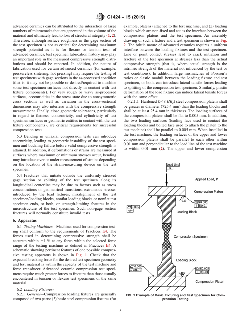 ASTM C1424-15(2019) - Standard Test Method for Monotonic Compressive Strength of Advanced Ceramics at Ambient   Temperature