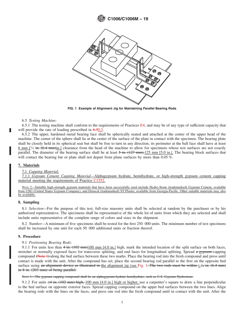 REDLINE ASTM C1006/C1006M-19 - Standard Test Method for  Splitting Tensile Strength of Masonry Units