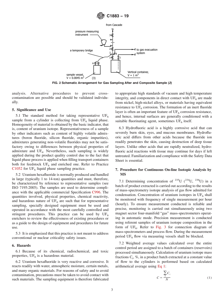 ASTM C1883-19 - Standard Practice for Sampling of Gaseous Enriched Uranium Hexafluoride