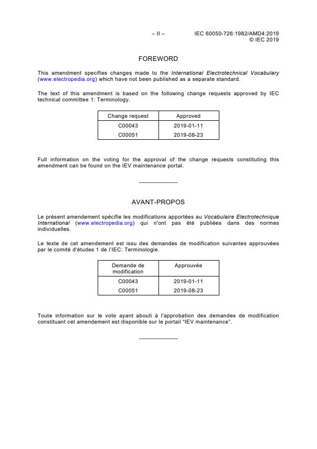IEC 60050-726:1982/AMD4:2019 IEC 60050-726:1982/AMD4:2019 - Amendment 4 - International Electrotechnical Vocabulary (IEV) - Part 726: Transmission lines and waveguides - Page 4 preview