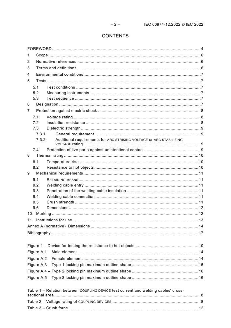IEC 60974-12:2022 IEC 60974-12:2022 - Arc welding equipment - Part 12: Coupling devices for welding cables - Page 4 preview