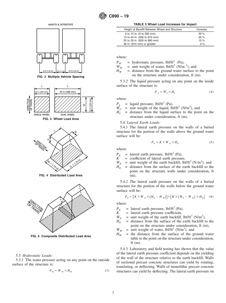 ASTM C890-19 - Standard Practice for  Minimum Structural Design Loading for Monolithic or Sectional   Precast Concrete Water and Wastewater Structures