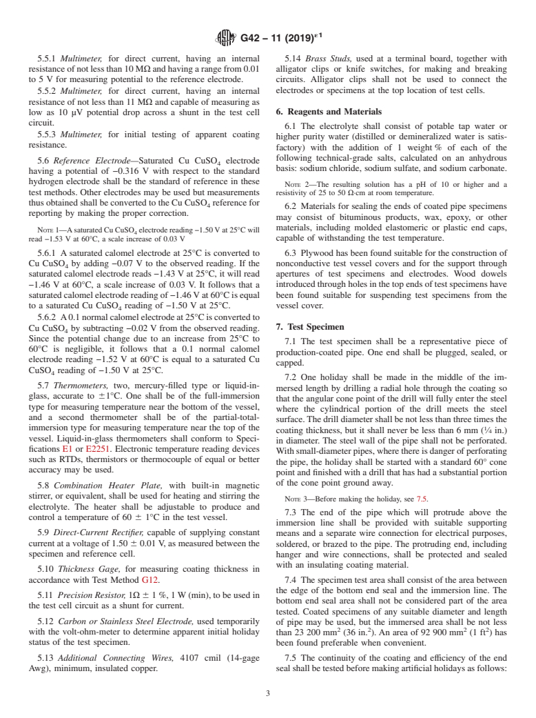 ASTM G42-11(2019)e1 - Standard Test Method for Cathodic Disbonding of Pipeline Coatings Subjected to Elevated   Temperatures