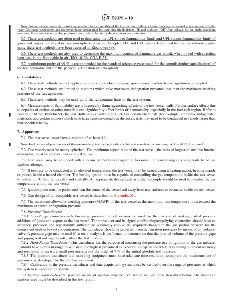 REDLINE ASTM E2079-19 - Standard Test Methods for  Limiting Oxygen (Oxidant) Concentration in Gases and Vapors