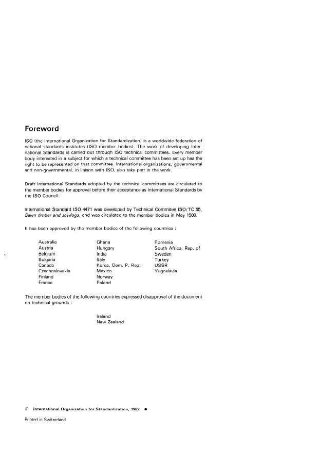 ISO 4471:1982 ISO 4471:1982 - Wood -- Sampling sample trees and logs for determination of physical and mechanical properties of wood in homogeneous stands - Page 2 preview