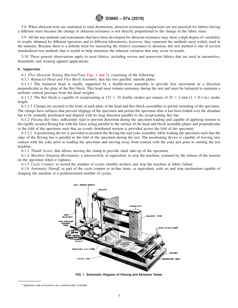 REDLINE ASTM D3885-07a(2019) - Standard Test Method for  Abrasion Resistance of Textile Fabrics (Flexing and Abrasion  Method)