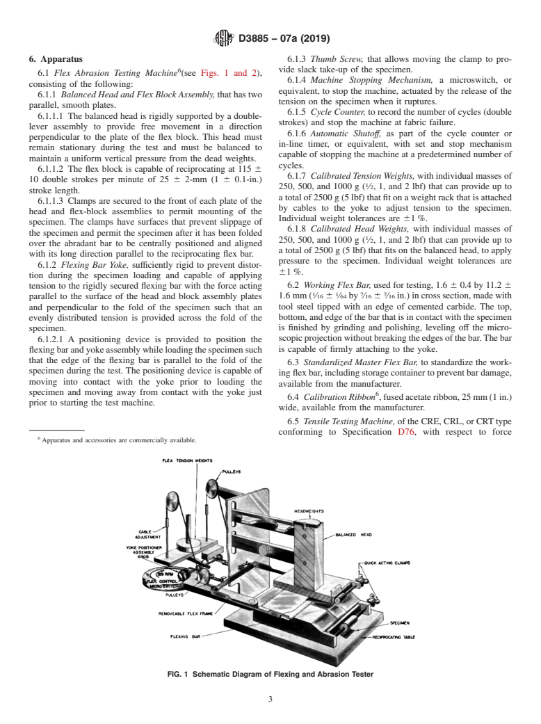 ASTM D3885-07a(2019) - Standard Test Method for  Abrasion Resistance of Textile Fabrics (Flexing and Abrasion  Method)