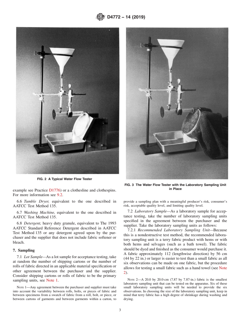 ASTM D4772-14(2019) - Standard Test Method for  Surface Water Absorption of Terry Fabrics (Water Flow)