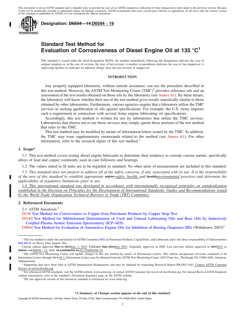 REDLINE ASTM D6594-19 - Standard Test Method for  Evaluation of Corrosiveness of Diesel Engine Oil at 135&#x2009;&#xb0;C