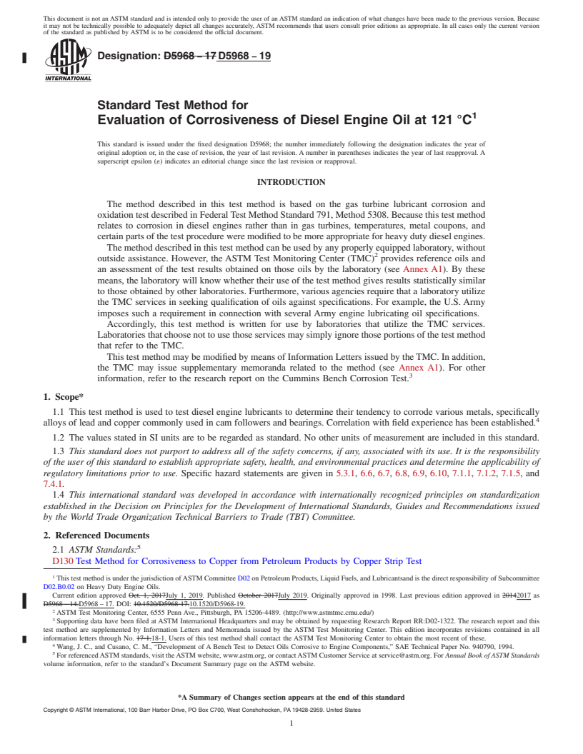 REDLINE ASTM D5968-19 - Standard Test Method for  Evaluation of Corrosiveness of Diesel Engine Oil at 121&#x2009;&#xb0;C