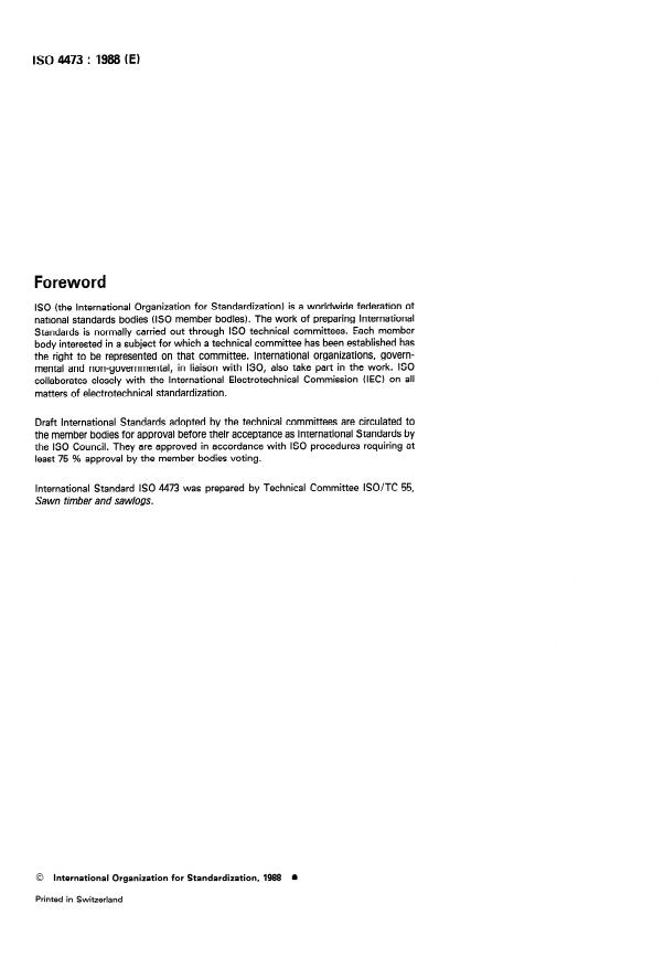 ISO 4473:1988 ISO 4473:1988 - Coniferous and broadleaved tree sawlogs -- Visible defects -- Classification - Page 2 preview