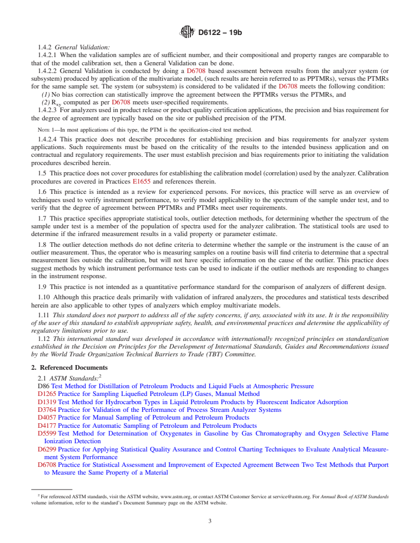 REDLINE ASTM D6122-19b - Standard Practice for Validation of the Performance of Multivariate Online, At-Line,   and Laboratory Infrared Spectrophotometer Based Analyzer Systems