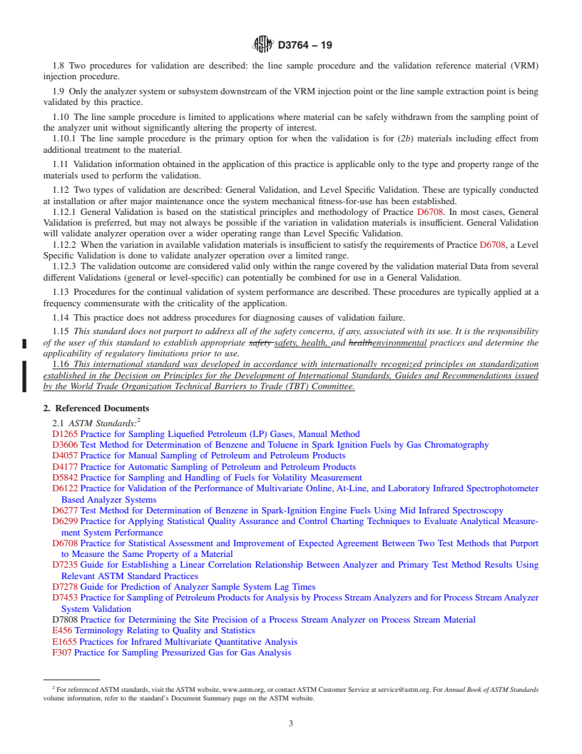 REDLINE ASTM D3764-19 - Standard Practice for  Validation of the Performance of Process Stream Analyzer Systems