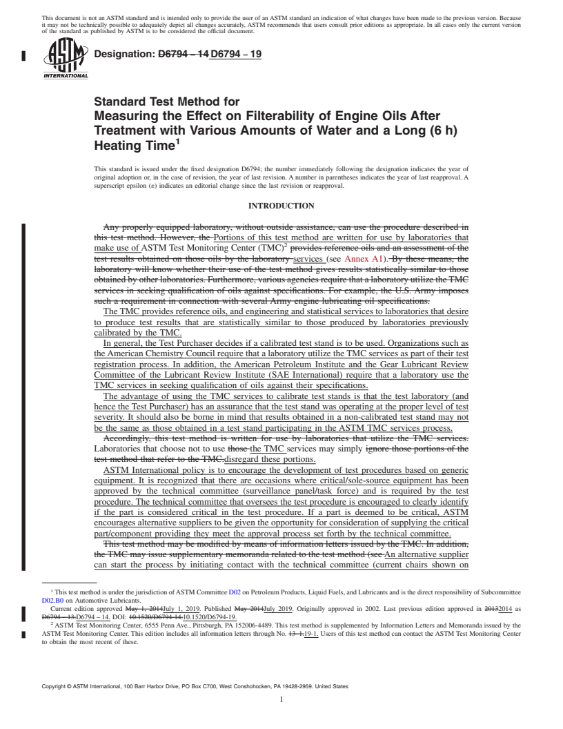 REDLINE ASTM D6794-19 - Standard Test Method for  Measuring the Effect on Filterability of Engine Oils After   Treatment with Various Amounts of Water and a Long (6&#x2009;h) Heating  Time