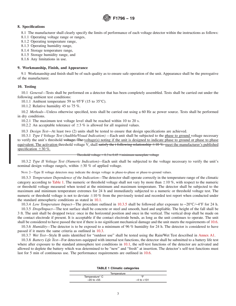 REDLINE ASTM F1796-19 - Standard Specification for  High Voltage Detectors&#x2014;Part 1 Capacitive Type to be  Used for Voltages Exceeding 600 Volts AC