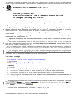 ASTM F1796-19 REDLINE ASTM F1796-19 - Standard Specification for High Voltage Detectors—Part 1 Capacitive Type to be Used for Voltages Exceeding 600 Volts AC - Page 1 preview