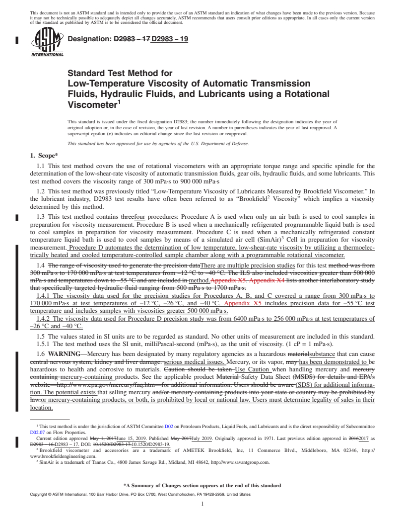 REDLINE ASTM D2983-19 - Standard Test Method for  Low-Temperature Viscosity of Automatic Transmission Fluids,  Hydraulic Fluids, and Lubricants using a Rotational Viscometer