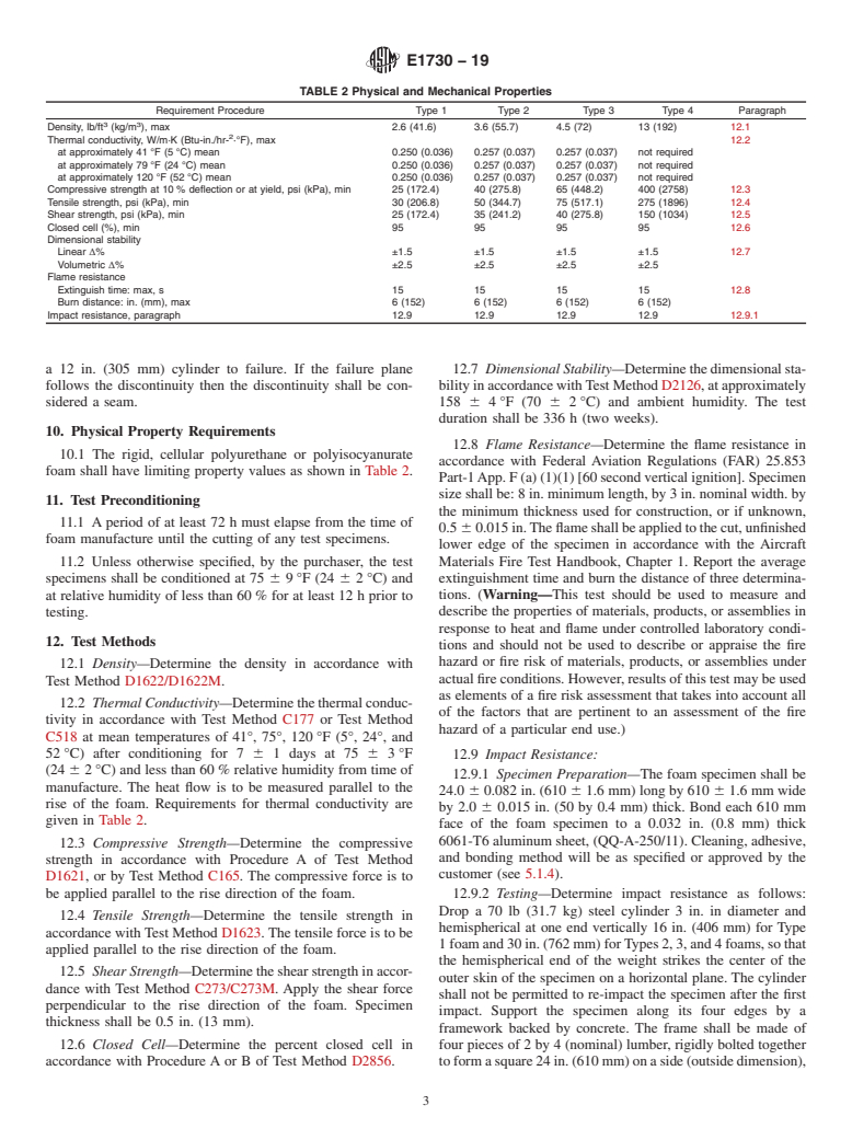 ASTM E1730-19 - Standard Specification for Rigid Foam for Use in Structural Sandwich Panel Cores