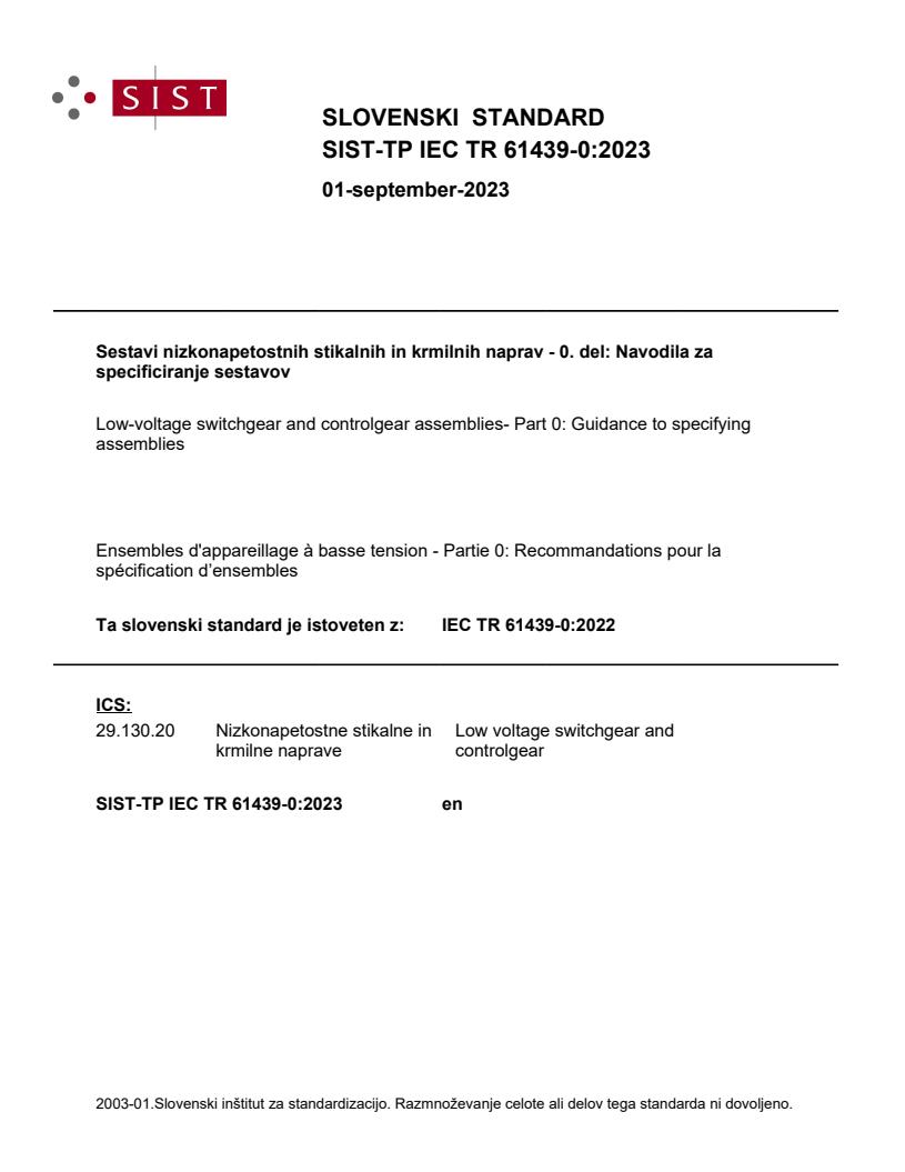 TP IEC TR 61439-0:2023 - BARVE