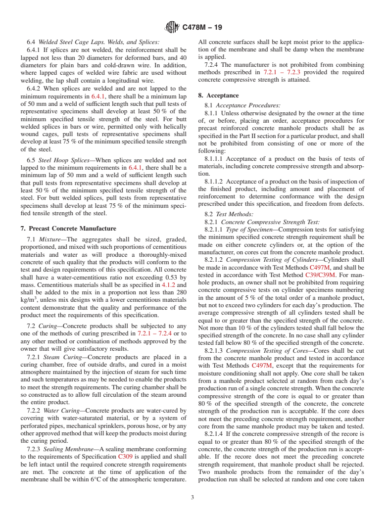 ASTM C478M-19 - Standard Specification for Circular Precast Reinforced Concrete Manhole Sections (Metric) (Withdrawn 2020)