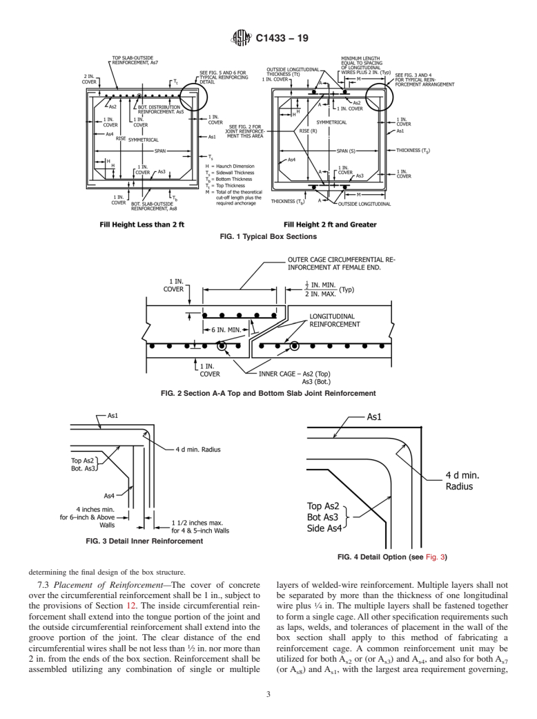 ASTM C1433-19 - Standard Specification for  Precast Reinforced Concrete Monolithic Box Sections for Culverts,  Storm Drains, and Sewers