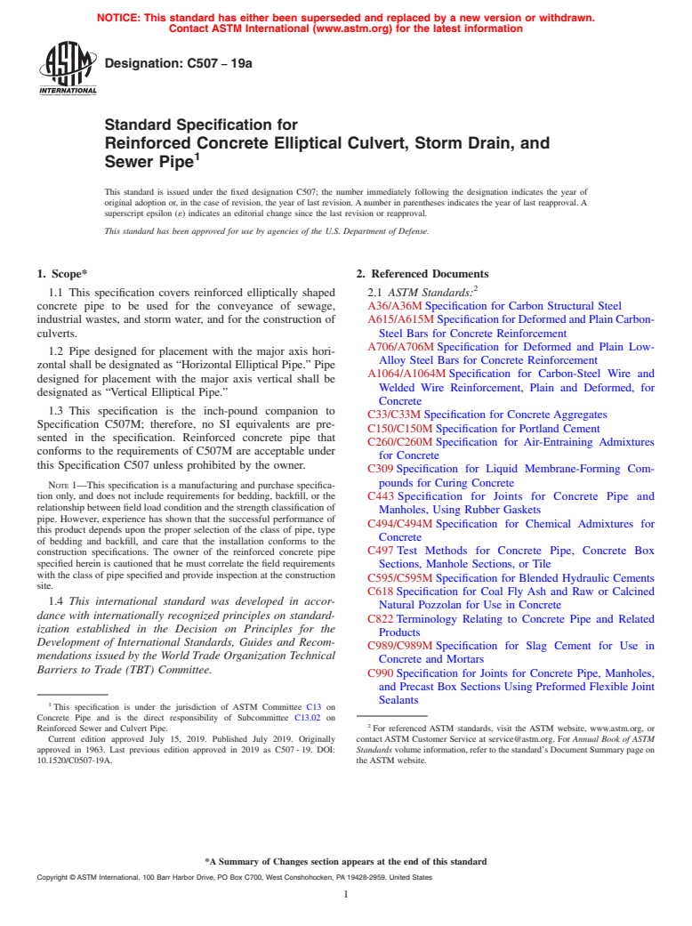 ASTM C507-19a - Standard Specification for Reinforced Concrete ...