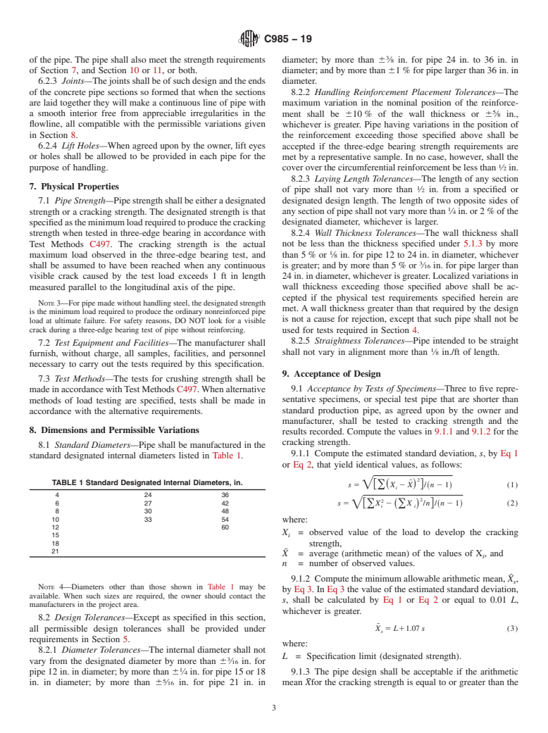 ASTM C985-19 - Standard Specification for  Nonreinforced Concrete Specified Strength Culvert, Storm Drain,  and Sewer Pipe