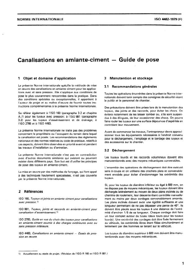 ISO 4482:1979 - Canalisations en amiante-ciment -- Guide de pose