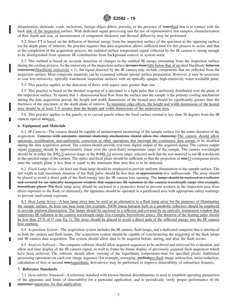 REDLINE ASTM E2582-19 - Standard Practice for  Infrared Flash Thermography of Composite Panels and Repair  Patches Used in Aerospace Applications