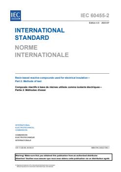 IEC 60455-2:2023 - Resin based reactive compounds used for electrical insulation - Part 2: Methods of test
Released:7/27/2023 - Page 3 preview