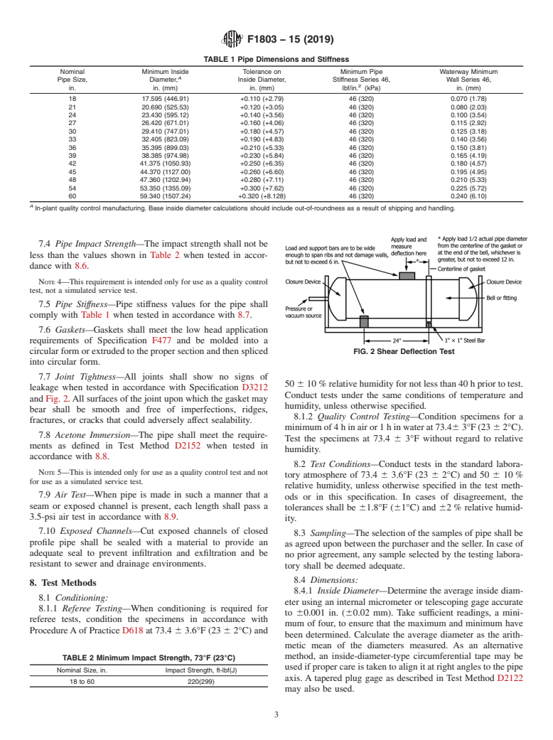 ASTM F1803-15(2019) - Standard Specification for  Poly (Vinyl Chloride)(PVC) Closed Profile Gravity Pipe and   Fittings Based on Controlled Inside Diameter&#x2009;