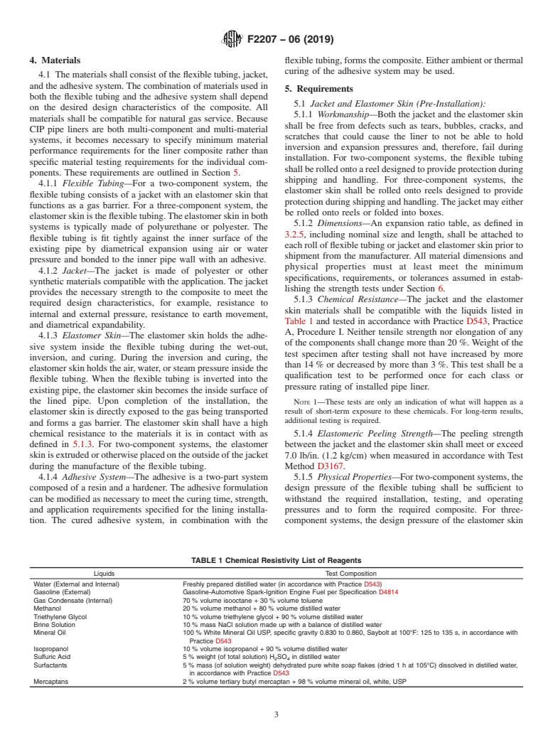 ASTM F2207-06(2019) - Standard Specification for Cured-in-Place Pipe Lining System for Rehabilitation of Metallic   Gas Pipe