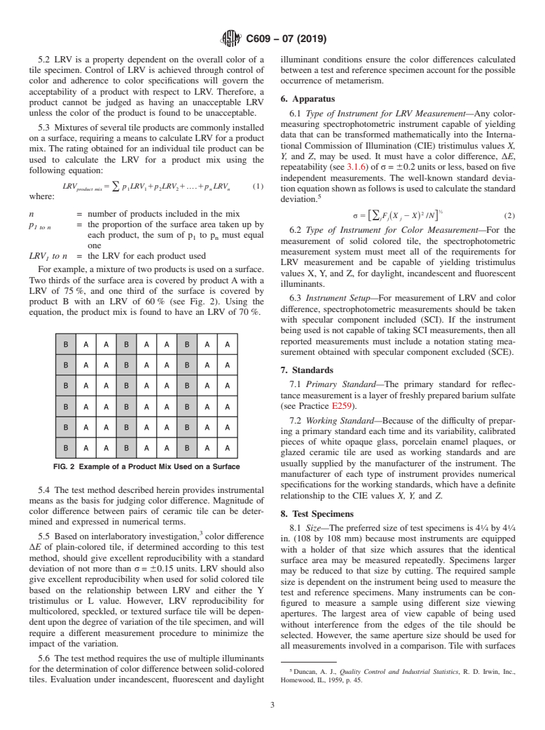 ASTM C609-07(2019) - Standard Test Method for  Measurement of Light Reflectance Value and Small Color Differences  Between Pieces of Ceramic Tile