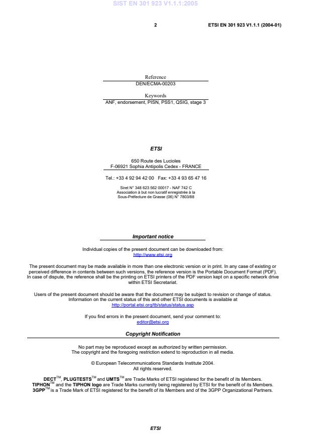 SIST EN 301 923 V1.1.1:2005 SIST EN 301 923 V1.1.1:2005 - Page 4 preview