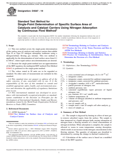 ASTM D4567-19 ASTM D4567-19 - Standard Test Method for Single-Point Determination of Specific Surface Area of Catalysts and Catalyst Carriers Using Nitrogen Adsorption by Continuous Flow Method - Page 1 preview
