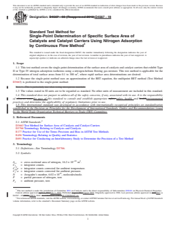 ASTM D4567-19 REDLINE ASTM D4567-19 - Standard Test Method for Single-Point Determination of Specific Surface Area of Catalysts and Catalyst Carriers Using Nitrogen Adsorption by Continuous Flow Method - Page 1 preview