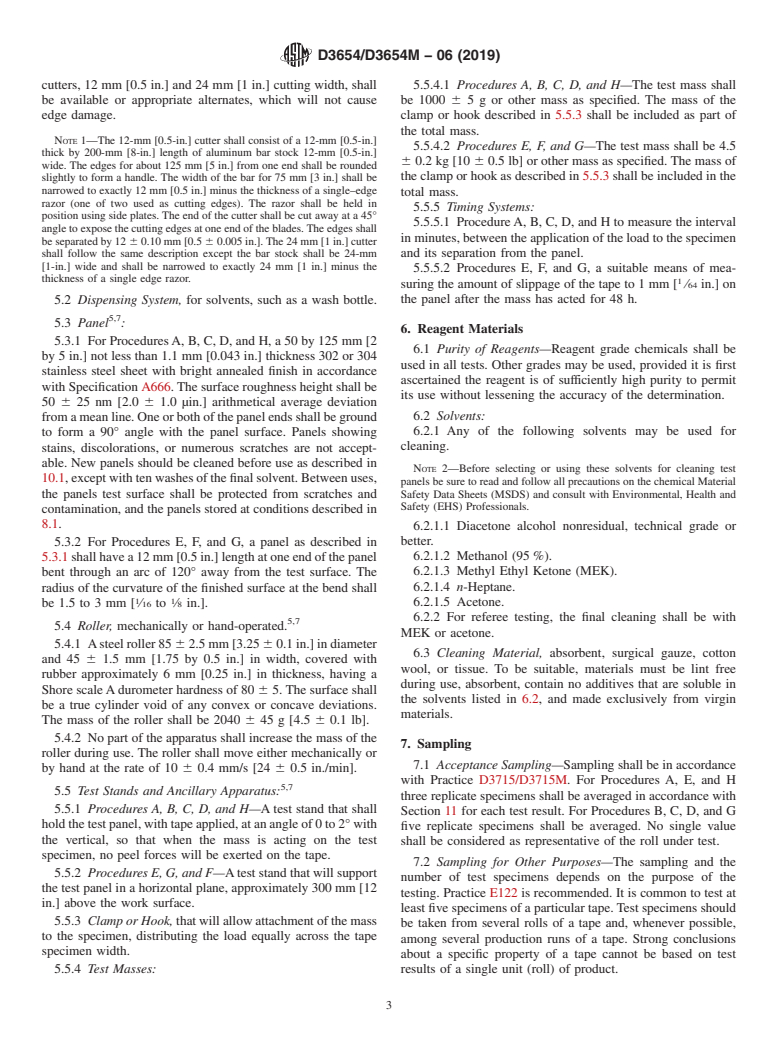 ASTM D3654/D3654M-06(2019) - Standard Test Methods for Shear Adhesion of Pressure-Sensitive Tapes